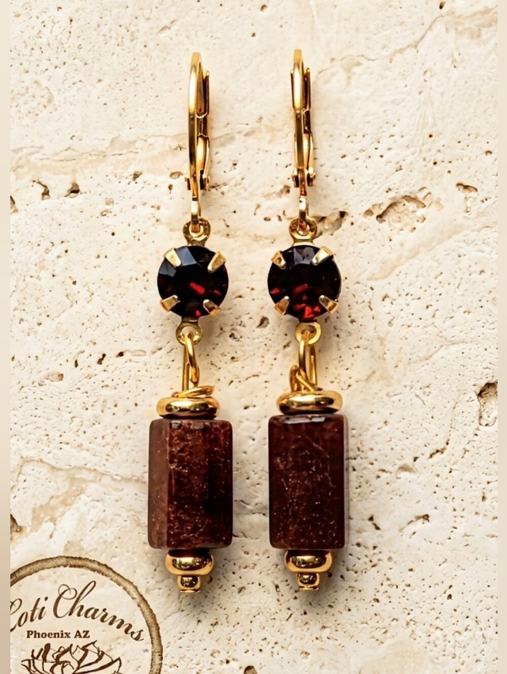 Elegant 1.5 TCW Genuine Garnet & Garnet Nugget In Gold Plated Earrings